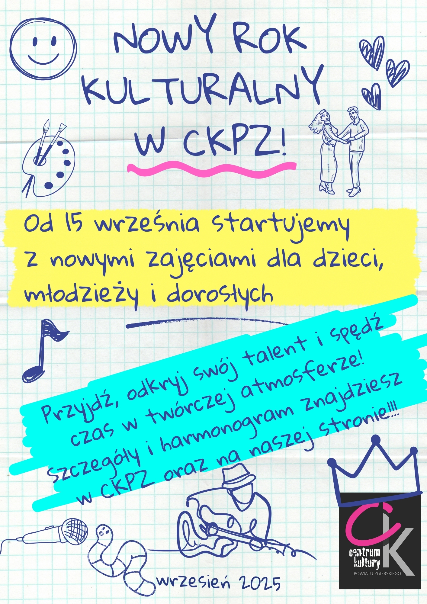 grafika z informacjami dotyczącymi propozycji zajęć w nowym roku szkolnym 2025/2026