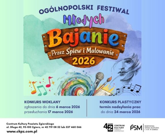 Plakat informujący o festiwal Młodych Bajanie 2026