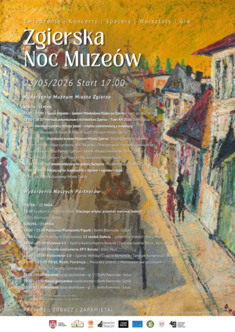 Plakat z wydarzeniami Zgierskiej Nocy Muzeów
