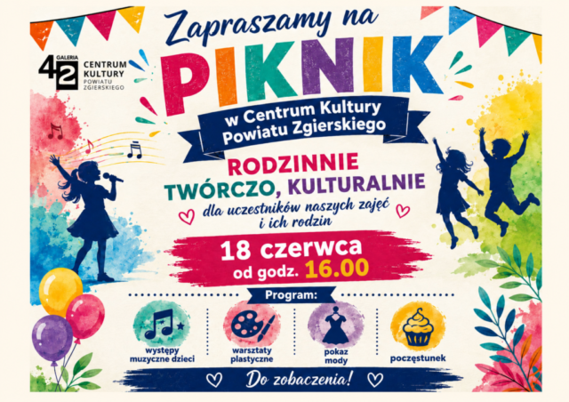 Plakat na piknik rodzinny 18 czerwca 2026