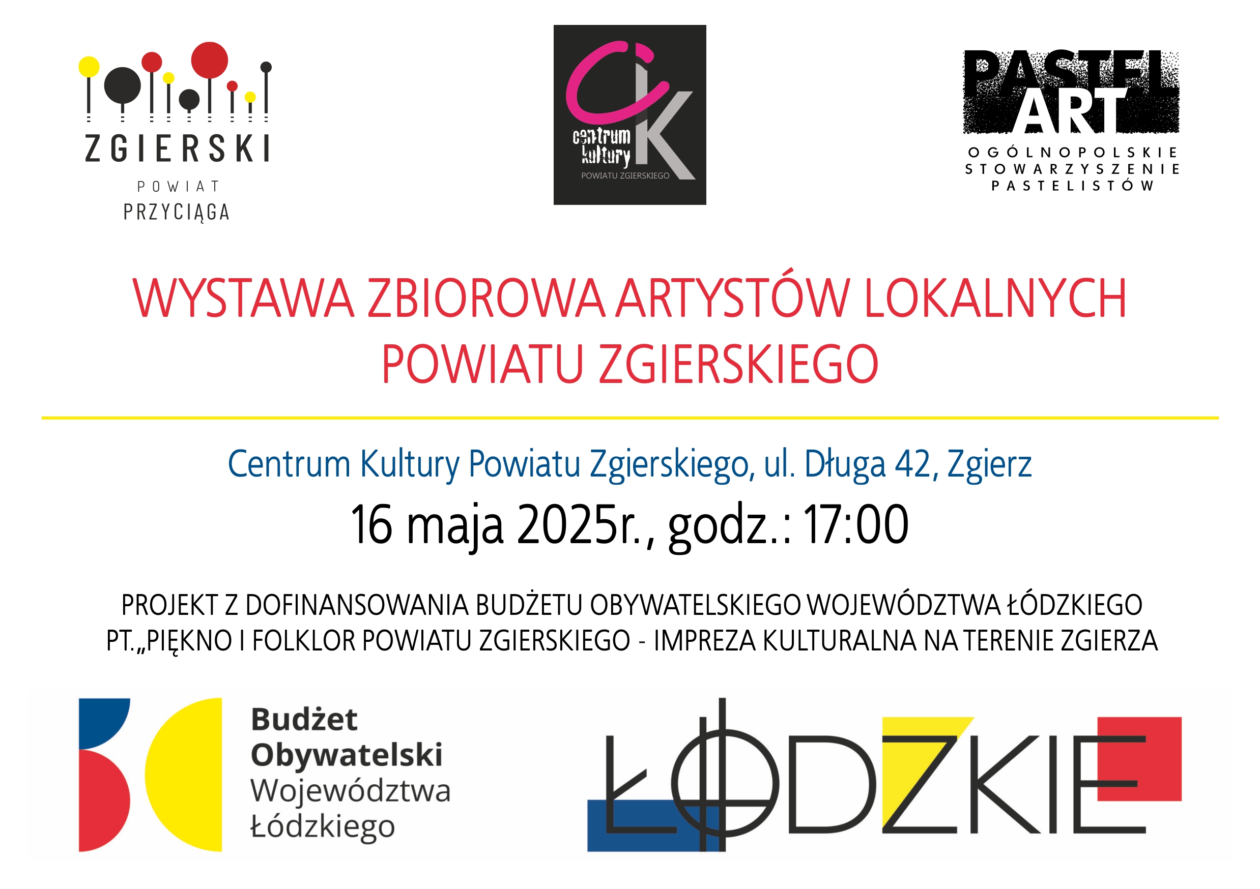 grafika informująca o Wystawie Zbiorowej artystów Powiatu Zgierskiego