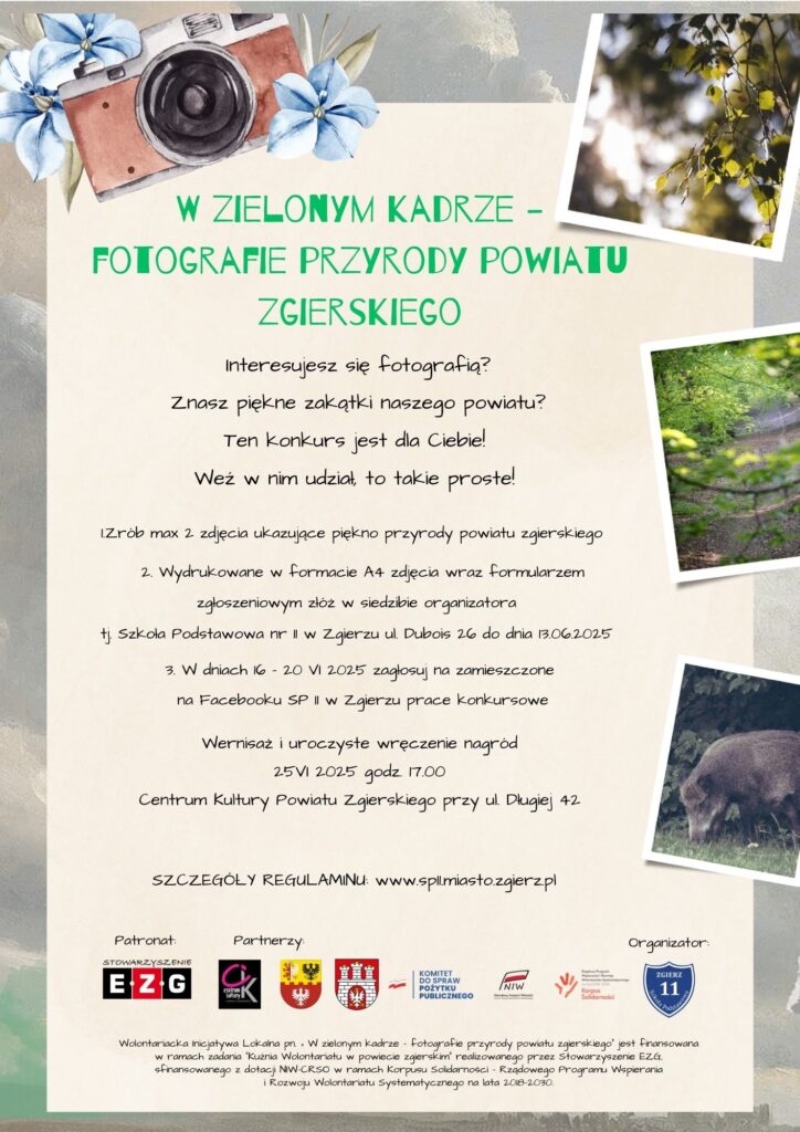 "W zielonym kadrze - fotografie przyrody powiatu zgierskiego" -konkurs