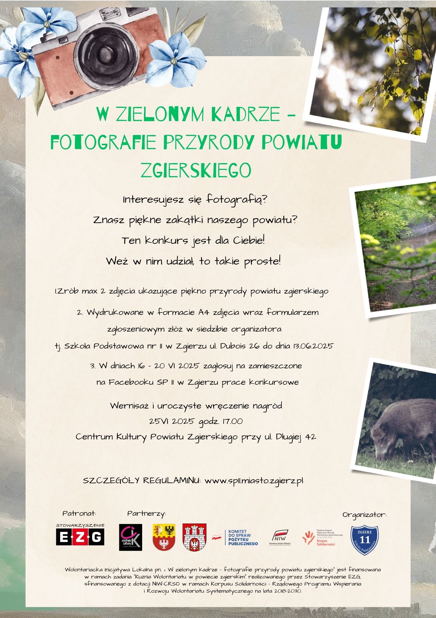 "W zielonym kadrze - fotografie przyrody powiatu zgierskiego" -konkurs